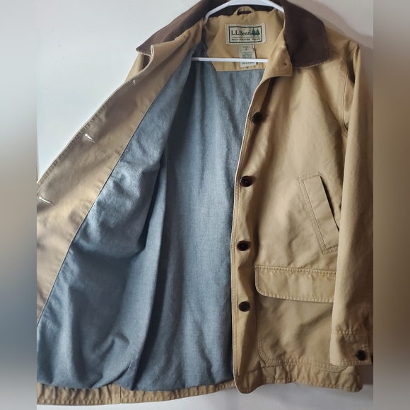 Womens L.L Bean Canvas Chore Jacket Corduroy Collar Size Medium - Picture 6 of 13